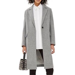 Topshop Grey Single-Button Long Trench Coat